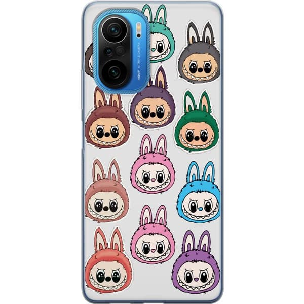 Xiaomi Poco F3 Gennemsigtig cover Labubu Macaron Monster - Nuttet Samlefigur med Stil
