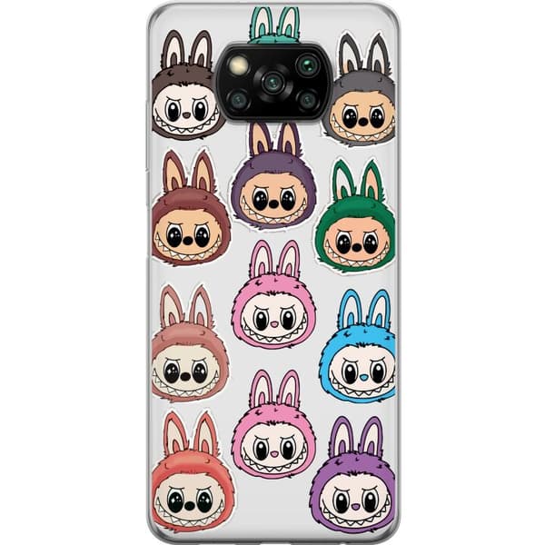 Xiaomi Poco X3 NFC Gennemsigtig cover Labubu Macaron Monster - Nuttet Samlefigur med Stil