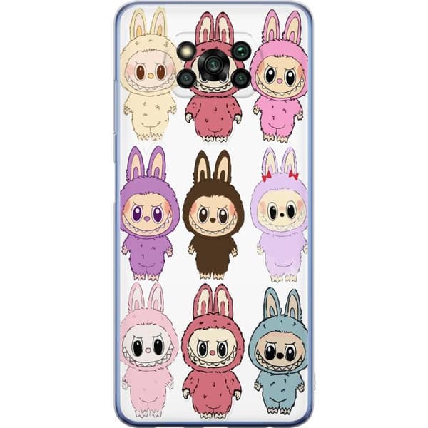 Xiaomi Poco X3 Pro Gennemsigtig cover Labubu Pink Monster - Popkunst med Kawaii-touch