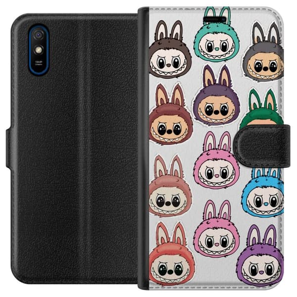Xiaomi Redmi 9A Tegnebogsetui Labubu Macaron Monster - Nuttet Samlefigur med Stil