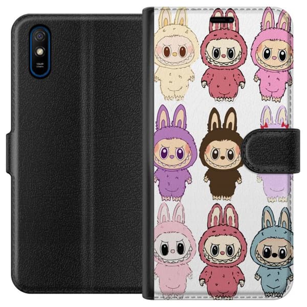 Xiaomi Redmi 9A Plånboksfodral Labubu Pink Monster – Popkonst med Kawaii-touch