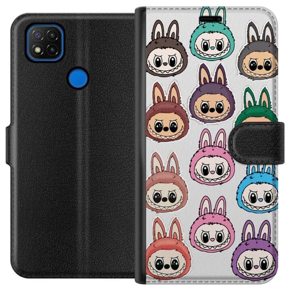 Xiaomi Redmi 9C Tegnebogsetui Labubu Macaron Monster - Nuttet Samlefigur med Stil