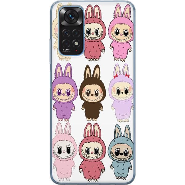 Xiaomi Redmi Note 11 Gennemsigtig cover Labubu Pink Monster - Popkunst med Kawaii-touch