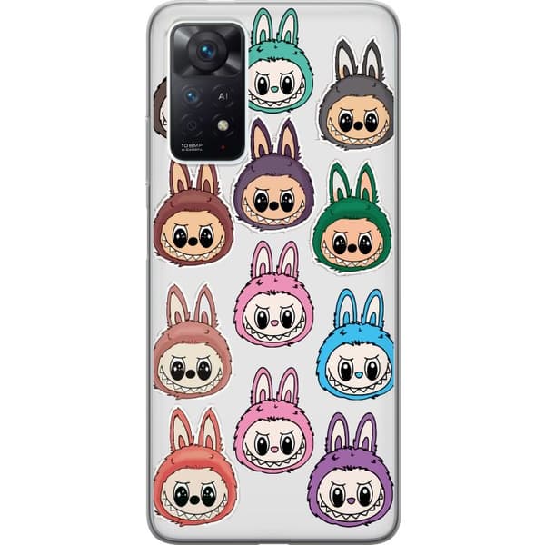 Xiaomi Redmi Note 11 Pro Gennemsigtig cover Labubu Macaron Monster - Nuttet Samlefigur med Stil