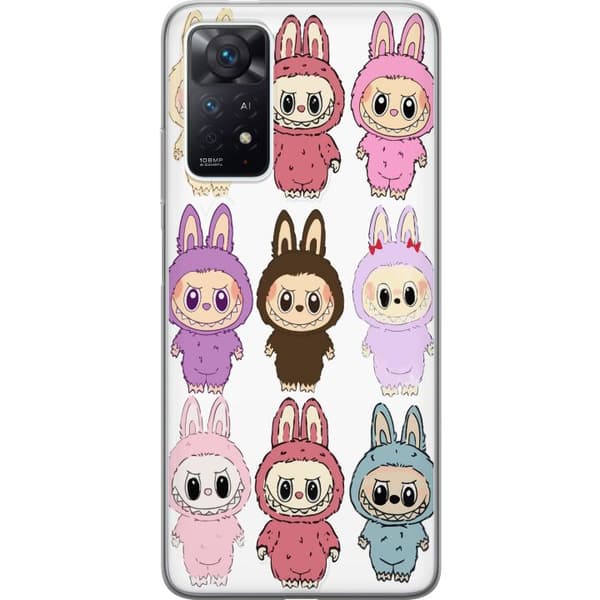 Xiaomi Redmi Note 11 Pro Gennemsigtig cover Labubu Pink Monster - Popkunst med Kawaii-touch