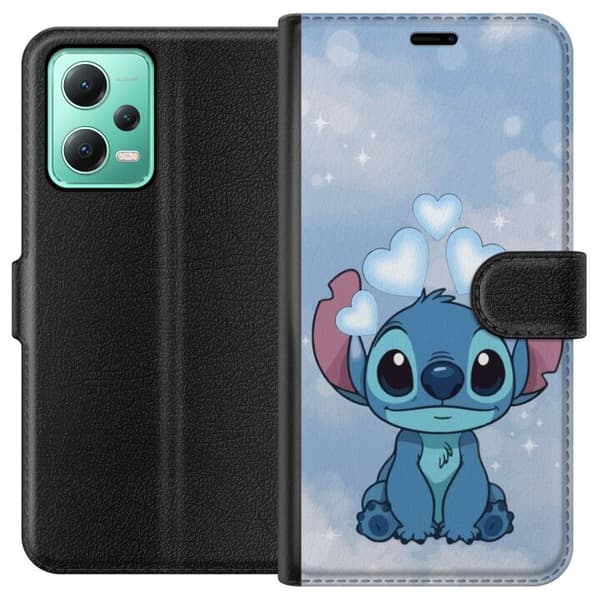Xiaomi Redmi Note 12 Tegnebogsetui Stitch Hoppende Glæde - Sjovt Design til Gave