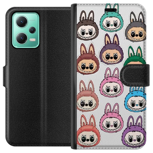 Xiaomi Redmi Note 12 Tegnebogsetui Labubu Macaron Monster - Nuttet Samlefigur med Stil
