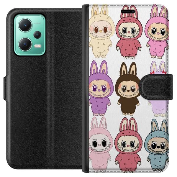 Xiaomi Redmi Note 12 Tegnebogsetui Labubu Pink Monster - Popkunst med Kawaii-touch