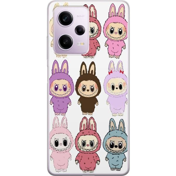 Xiaomi Redmi Note 12 Pro Genomskinligt Skal Labubu Pink Monster – Popkonst med Kawaii-touch