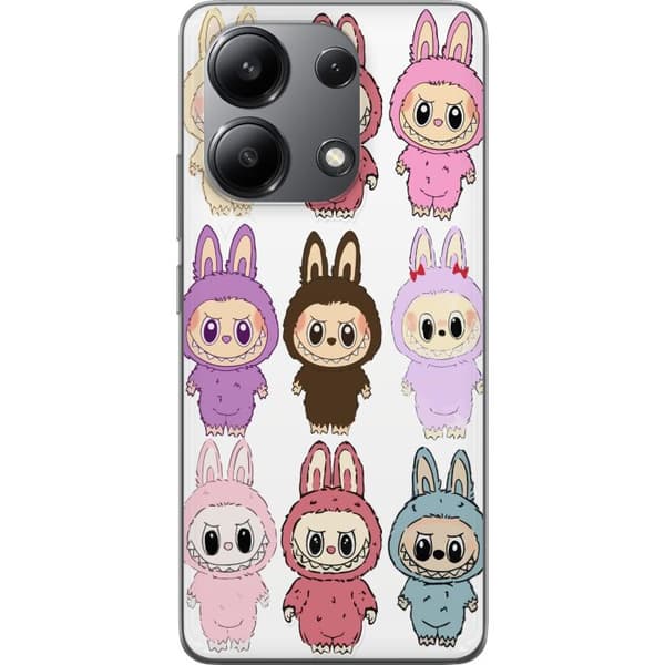 Xiaomi Redmi Note 13 4G Gennemsigtig cover Labubu Pink Monster - Popkunst med Kawaii-touch