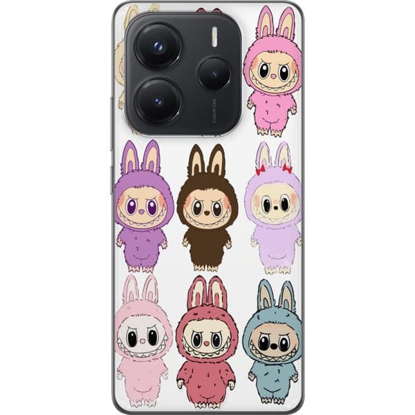 Xiaomi Redmi Note 14 Gennemsigtig cover Labubu Pink Monster - Popkunst med Kawaii-touch