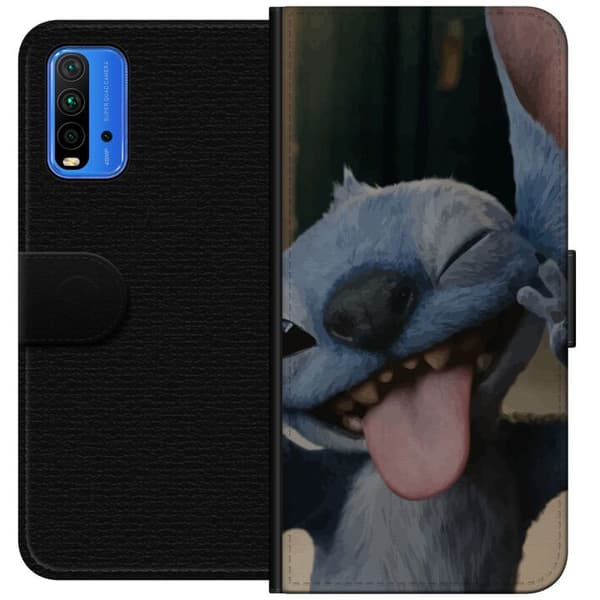 Xiaomi Redmi Note 9 4G Tegnebogsetui Stitch Sød Alien - Blå Favorit fra Ydre Rummet