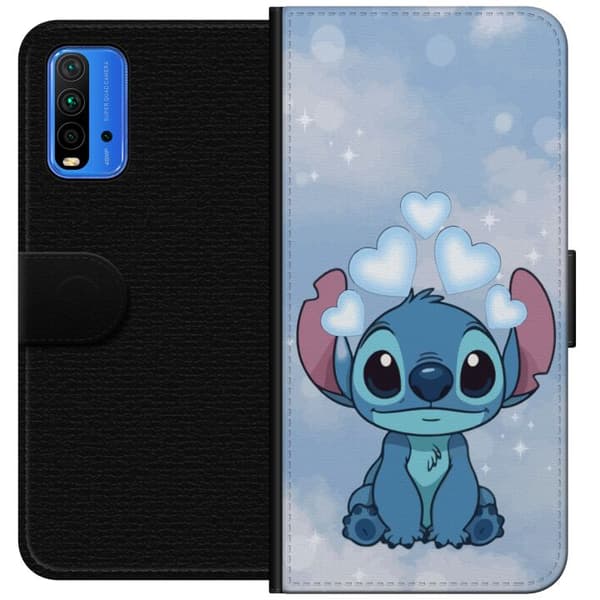 Xiaomi Redmi Note 9 4G Plånboksfodral Stitch Hoppande Glädje – Rolig Design för Present