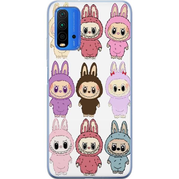 Xiaomi Redmi Note 9 4G Gennemsigtig cover Labubu Pink Monster - Popkunst med Kawaii-touch