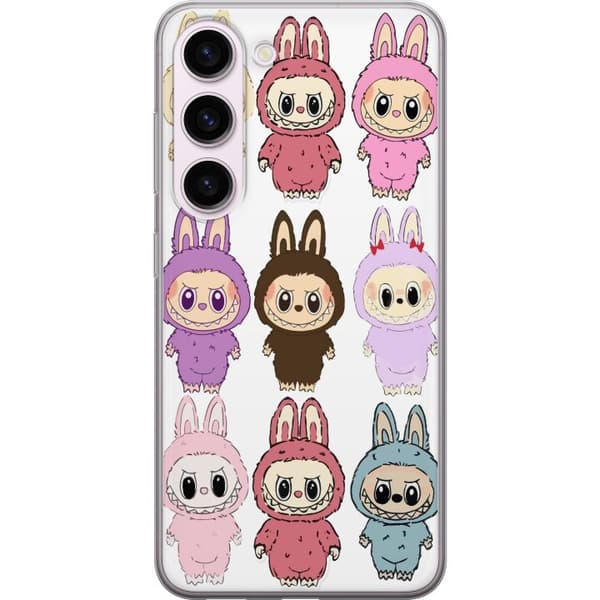 Samsung Galaxy S23 Genomskinligt Skal Labubu Pink Monster – Popkonst med Kawaii-touch