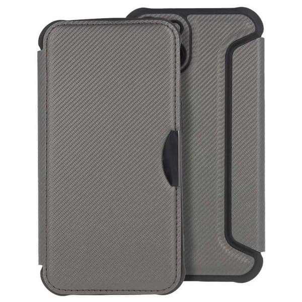 Foliofodral - Smart Carbon - Kompatibel med iPhone 7/8/SE 2020/2022 - TPU - Kolfiberfinish - Silver