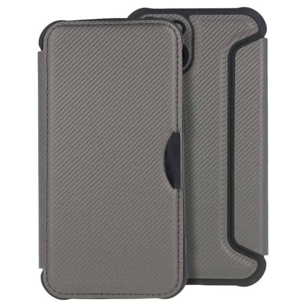 Foliofodral - Smart Carbon - Kompatibel med iPhone 7/8/SE 2020/2022 - TPU - Kolfiberfinish - Silver