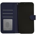 Miniatyrbild 3 av 5: Etui med flik - Syntetiskt läder - Apple iPhone 16 Plus - Blå - Magnetstängning - Inbyggt stativ