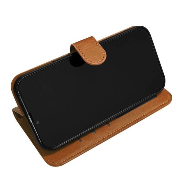 Etui med flik - Xiaomi - Redmi Note 14 5G - Syntetiskt läder camel - Magnetisk stängning - Inbyggt stöd