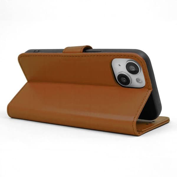 Etui med flik - Xiaomi - Redmi Note 14 5G - Syntetiskt läder camel - Magnetisk stängning - Inbyggt stöd