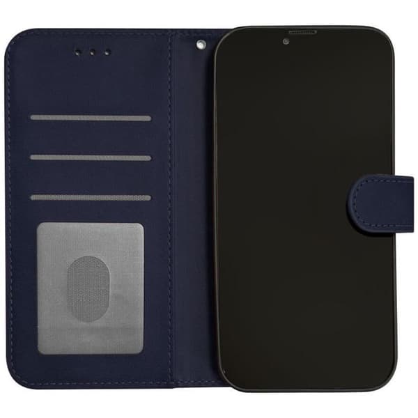 Fodral med flik - Xiaomi - Redmi 12C - Blå konstläder - Magnetstängning - Inbyggt stativ
