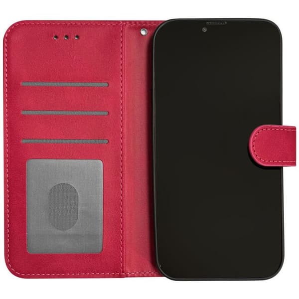 Fodral med flik - Samsung - Galaxy S25 Plus - Röd konstläder - Magnetisk stängning - Inbyggt stöd