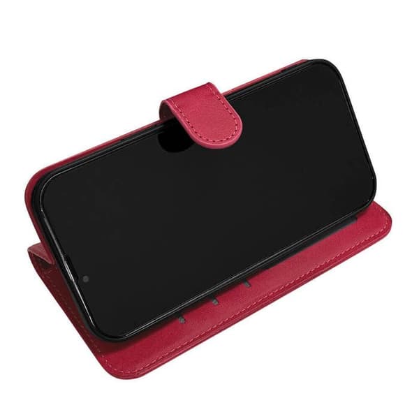 Fodral med flik - Samsung - Galaxy S25 Plus - Röd konstläder - Magnetisk stängning - Inbyggt stöd