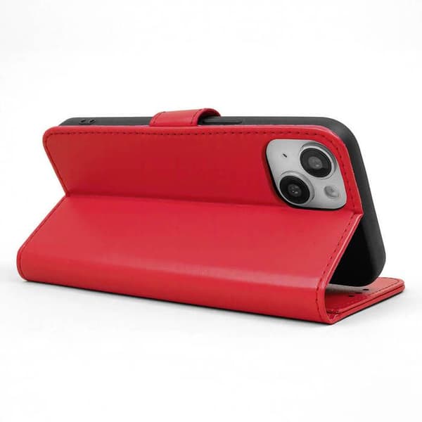Fodral med flik - Samsung - Galaxy S25 Plus - Röd konstläder - Magnetisk stängning - Inbyggt stöd