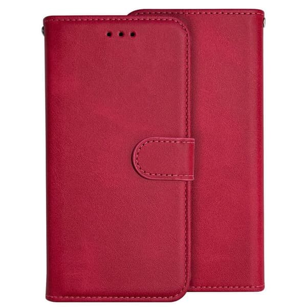 Fodral med flik - Samsung - Galaxy S25 Plus - Röd konstläder - Magnetisk stängning - Inbyggt stöd