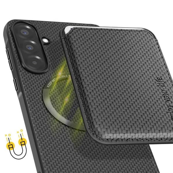 Coque för Samsung A36 Magnetiskt kortfodral i kolfiber svart