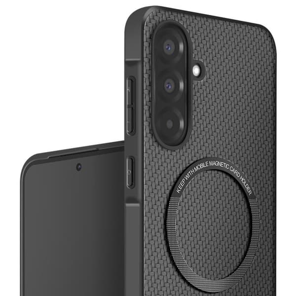 Coque för Samsung A36 Magnetiskt kortfodral i kolfiber svart