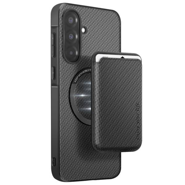 Coque för Samsung A36 Magnetiskt kortfodral i kolfiber svart