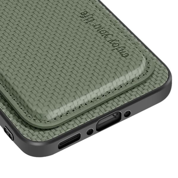 Coque för Samsung A36 Med magnetiskt kortfack i kolfiber Grön