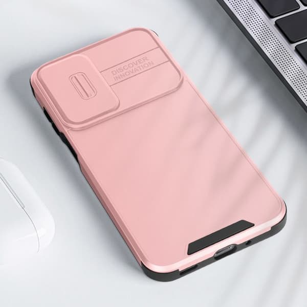 Coque för Samsung Galaxy A16 Stötsäker Med Skjutbart Kameraskydd Roséguld
