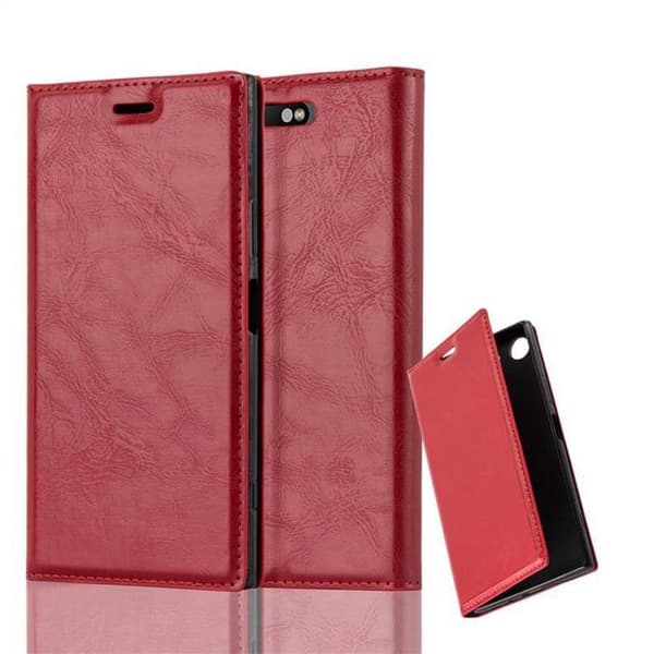 Coque för Sony Xperia XZ1 Fodral i RÖD ÄPPLE Etui Case Cover Skydd Plånbok Wallet