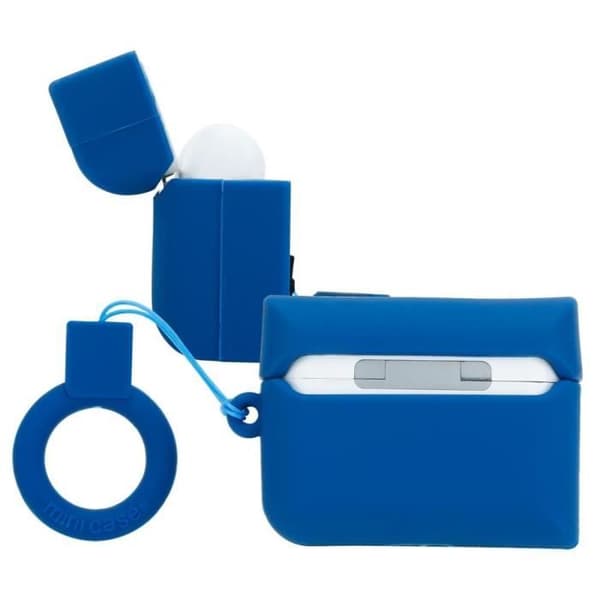 Cadorabo Fodral för Apple AirPods PRO 2 Design Retro Game Blå Bärbara Silikonhörlurar 3D Fodral Nyckelring