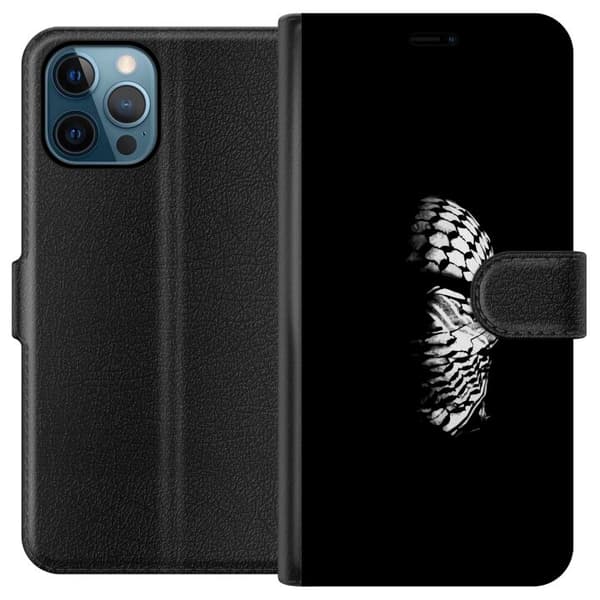 Apple iPhone 12 Pro Lommeboketui Keffiyeh-mønster - klassisk svart-hvit palestinsk sjal med kulturell betydning