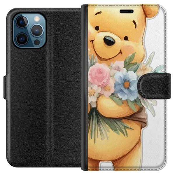 Apple iPhone 12 Pro Lommeboketui Nalle Puh med blomster - klassisk barnefavoritt i en blomstrende vår miljø