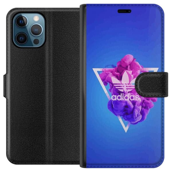 Apple iPhone 12 Pro Tegnebogsetui Adidas-inspireret blåt design - sporty motiv med retrovibe i blå toner