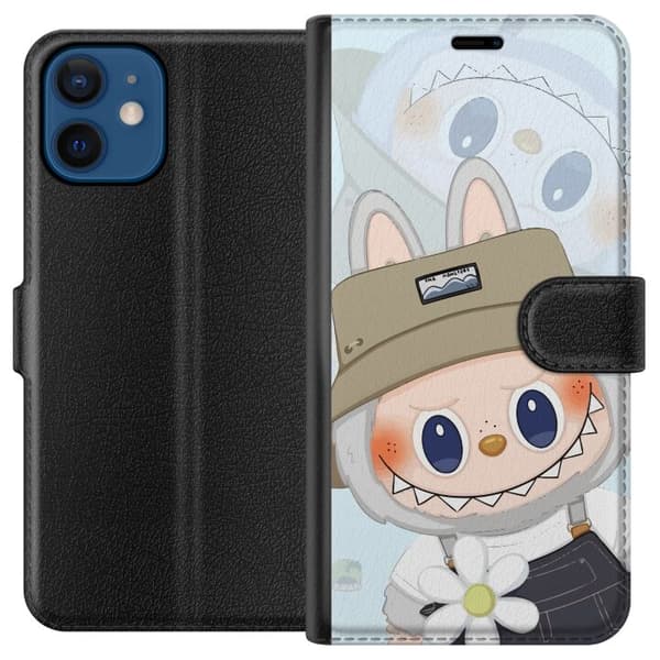 Apple iPhone 12 mini Lommeboketui Labubu med hatt - Pop Mart-figur Mr. Butcher i retrostil med karakter
