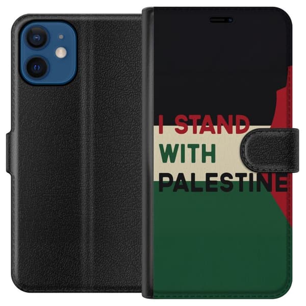 Apple iPhone 12 mini Lompakkokotelo Pysähdy Palestiinan puolesta - solidaarisuussuunnittelu vahvalla viestillä