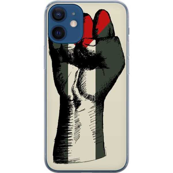 Apple iPhone 12 mini Gjennomsiktig deksel Hand knyttet i Palestinas farger - kraftig symbol for frihetsbevegelsen