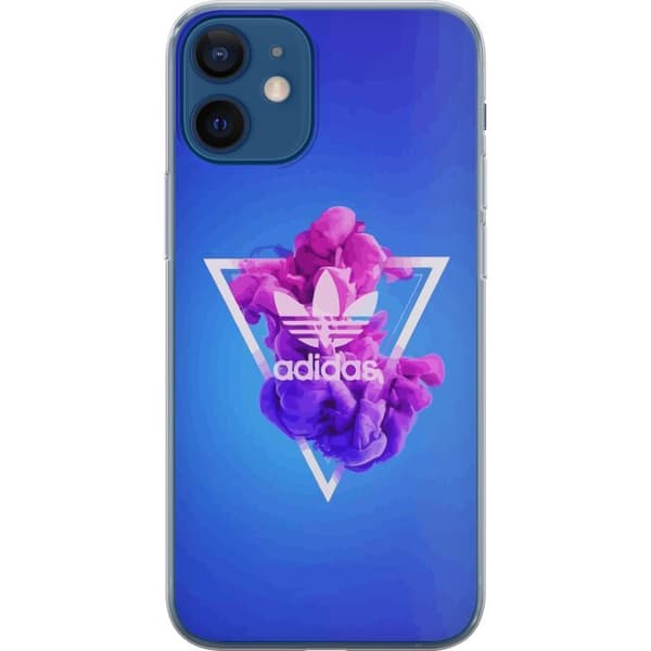 Apple iPhone 12 mini Gennemsigtig cover Adidas-inspireret blåt design - sporty motiv med retrovibe i blå toner