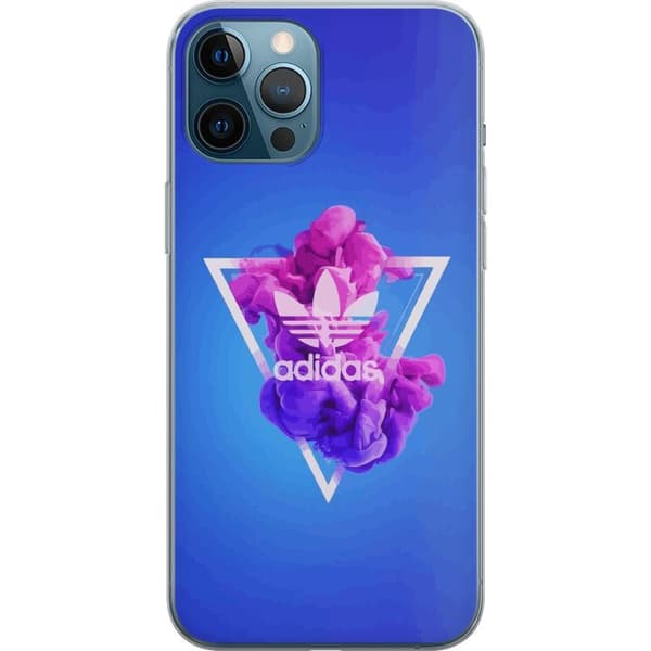 Apple iPhone 12 Pro Max Gjennomsiktig deksel Adidas-inspirert blått design - sporty motiv med retro vibe i blåtoner