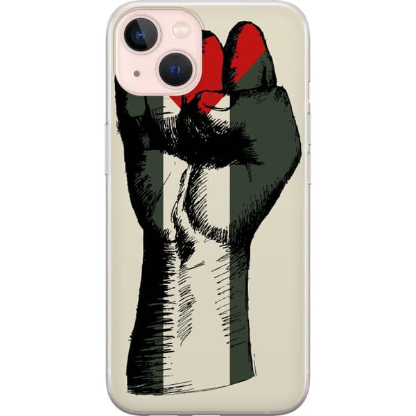 Apple iPhone 13 Gennemsigtig cover Hånd bundet i Palæstinas farver - kraftfuldt symbol for frihedsbevægelsen