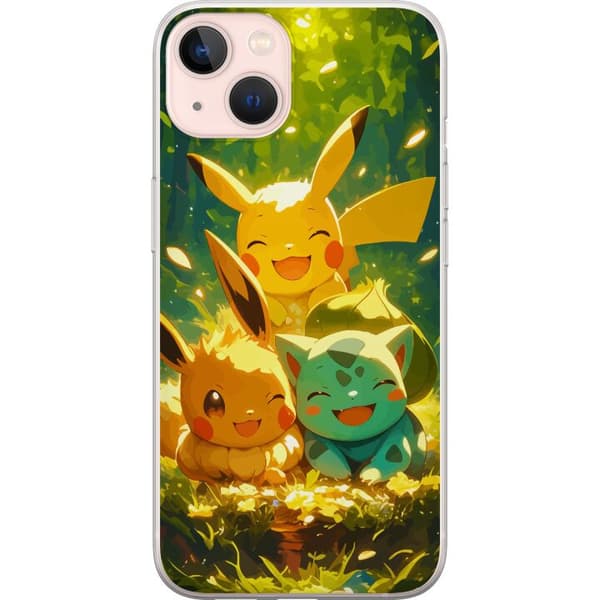Apple iPhone 13 Gennemsigtig cover Pixelmonster spillestil - farverig design til retro-elskende gamere