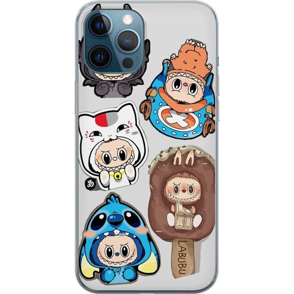 Apple iPhone 12 Pro Läpinäkyvä kuori Labubu hahmokokoelma - Pop Mart Labubu The Monsters väriluulisessa muotoilussa
