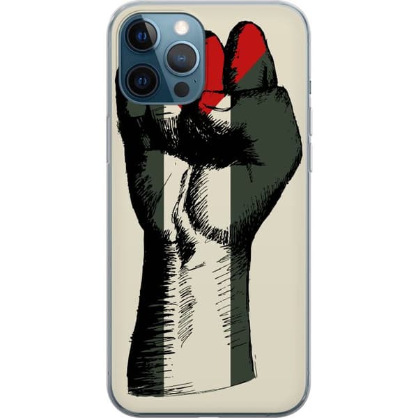 Apple iPhone 12 Pro Gjennomsiktig deksel Hand knyttet i Palestinas farger - kraftig symbol for frihetsbevegelsen