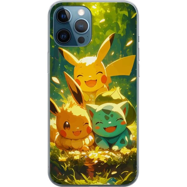 Apple iPhone 12 Pro Gennemsigtig cover Pixelmonster spillestil - farverig design til retro-elskende gamere
