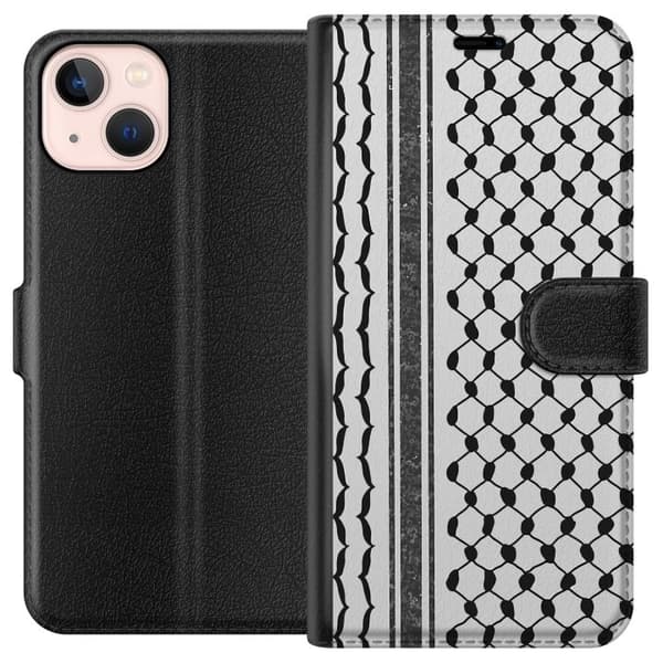 Apple iPhone 13 mini Tegnebogsetui Palæstinensisk mønster - inspireret af traditionel stil keffiyeh-stof